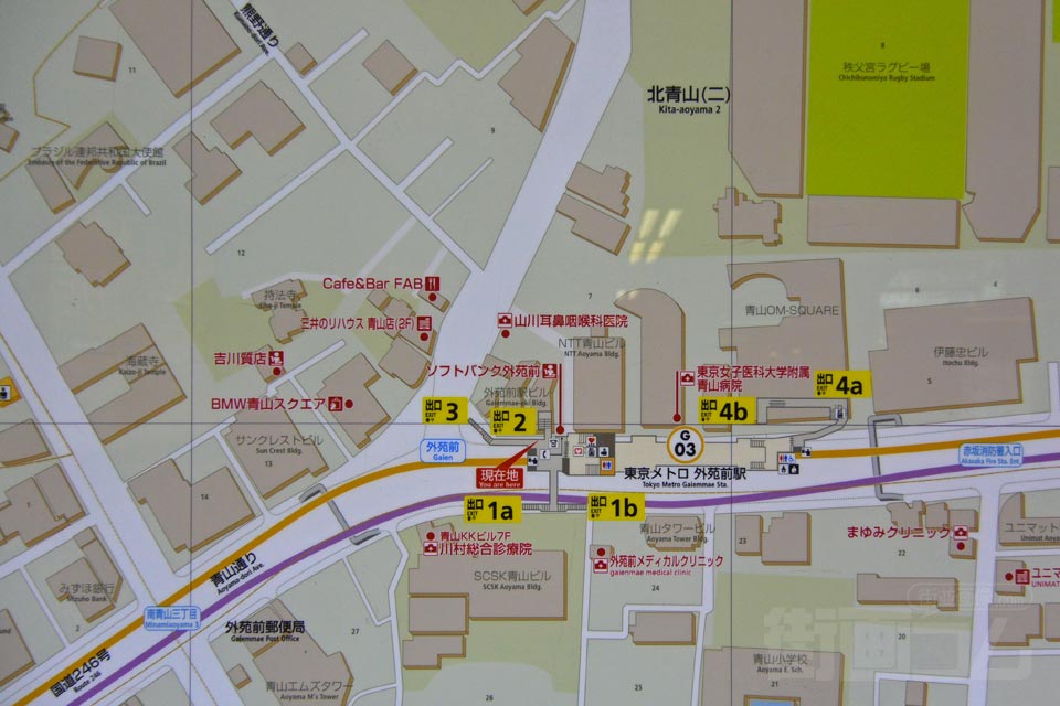 外苑前駅周辺MAP
