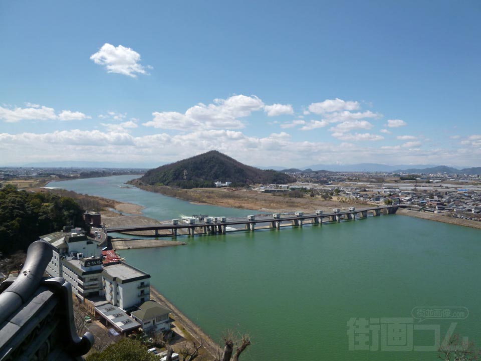 犬山城天守閣からライン大橋写真画像