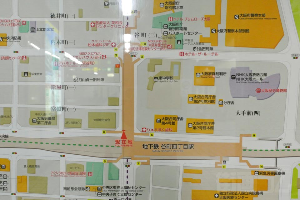 谷町四丁目駅周辺MAP