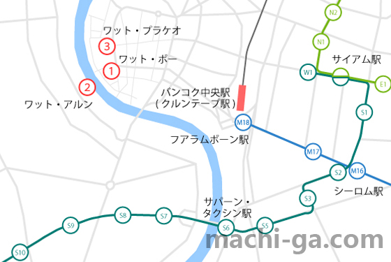 バンコク市内から「ワットプラケオ＆王宮」への行き方