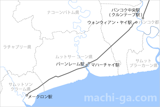 メークロン市場へ「鉄道」でアクセス