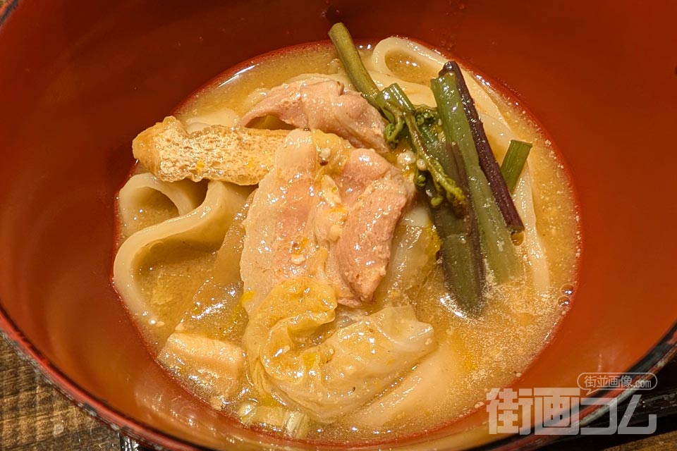 完熟屋本店「豚肉ほうとう天ぷらセット」